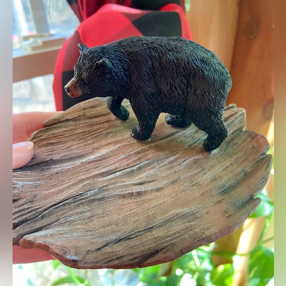 Black Bear Standing Figurine Ring Dish. Home Cabincore Decor. Woodland Animals